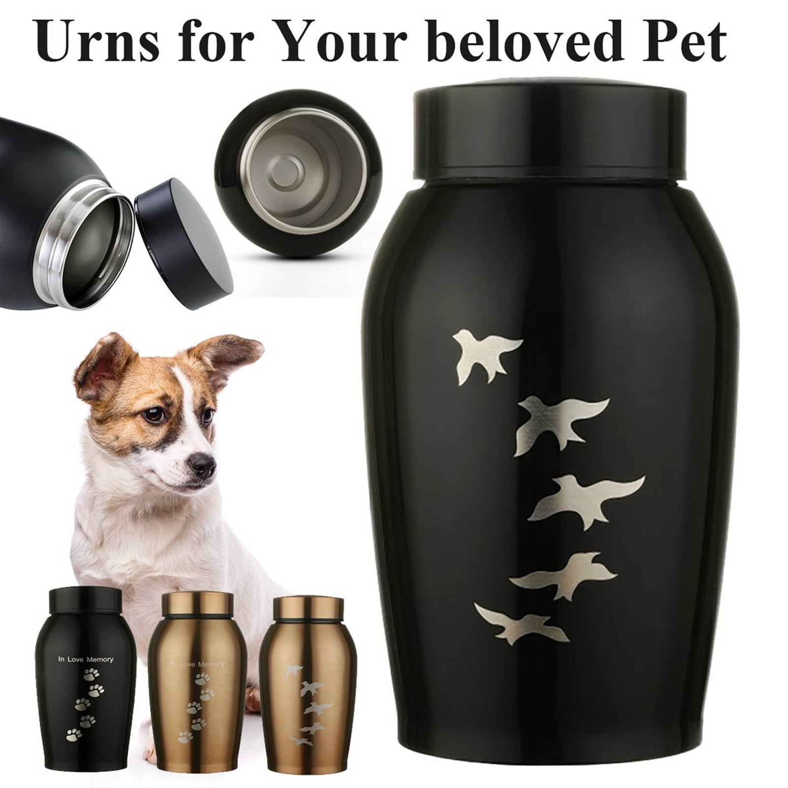 Casket Columbarium Pet Stainless Steel Urns Pets Dog Cat Birds Mouse Cremation Ashes Urn Keepsake