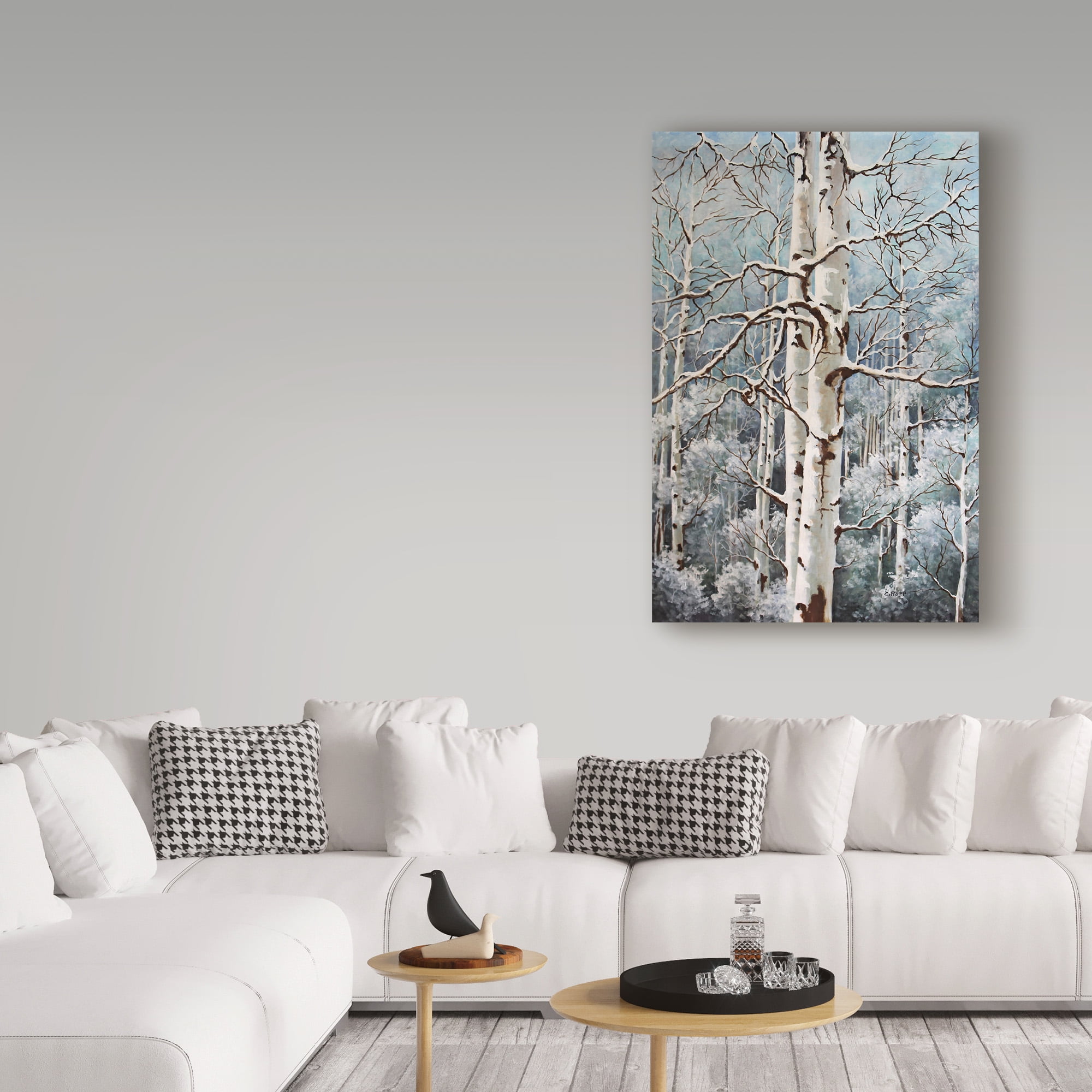 Trademark Fine Art 'Aspen Duo Winter' Canvas Art by Carol J Rupp