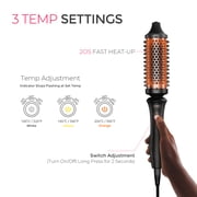 TYMO STYLUX Thermal Brush, 3-in-1 Heated Round Brush for Blowouts, Straightening & Curling, 1.7-inch Ceramic Barrel, Dual Voltage, Black
