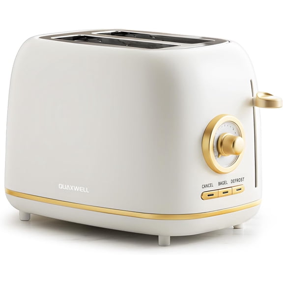 2-Slice Toaster, Wide Slots, 7 Bread Shade Settings, Stainless Steel, Bagel, Cancel, and Defrost Functions, Removable Crumb Tray, Retro Style Toaster,Beige