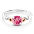 thumbnail image 2 of Gem Stone King 1.68 Ct Round Pink Mystic Topaz White Diamond 925 Silver and 10K Rose Gold Ring (Size 6), 2 of 5