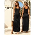 thumbnail image 2 of Split Maternity Dress Sleeveless Long Pregnancy Dress Ruched Maternity Clothes for Women, 2 of 7