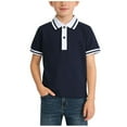 thumbnail image 2 of YUSIM Boys Cotton Polo Shirts- Casual Summer Short Sleeve School Uniform Navy Size 6-14, 2 of 4