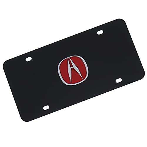 Au-Tomotive Gold, INC. Acura 3D Red Logo on Black Metal License Plate