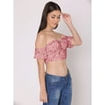 thumbnail image 2 of HERE&NOW Women's Printed Off Shoulder Cute Tube Top Short Puff Sleeves High Waist Casual Wear Summer Crop Top, 2 of 7