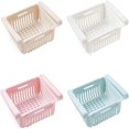 thumbnail image 1 of YOPTOP Refrigerator Fridge Drawer Storage Shelf Rack Basket Freezer Plate Layer Container Kitchen Article Draw-Out Hollowing Out Space Saver Retractable (Multicolor, 4Pc, 20.5X16.4X7.6cm), 1 of 5