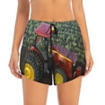 thumbnail image 2 of Uemuo farm tractor Pattern Women's Athletic Shorts High Waisted Running Shorts with Liner Pockets Gym Elastic Workout Shorts-Large, 2 of 7