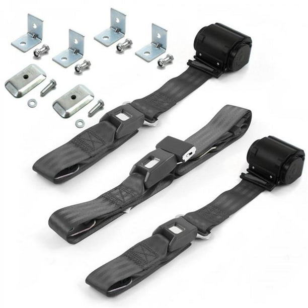Standard 2 Point Charcoal Retractable Bench Seat Belt Kit with