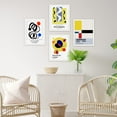 thumbnail image 3 of PixonSign Framed Wall Art Mid-Century Modern Exhibition Posters, Set of 4 Geometric Colorful Abstract Shapes Illustrations Wall Decor, Adhesive Canvas Prints for Home Decor - 12"x16" White, 3 of 5