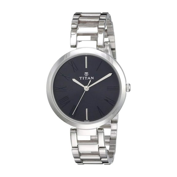 Titan Quartz Analog Black Dial Stainless Steel Strap Watch for Women-NS2480SM02