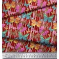 thumbnail image 3 of Soimoi Polyester Crepe Fabric Stripes & Butterfly Printed Fabric 1 Yard 42 Inch Wide, 3 of 5