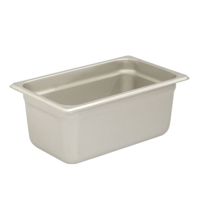 Browne 304 Stainless Steel 24 Gauge Anti Jamming One Fourth Size Steam Table Pan, 6 in Deep