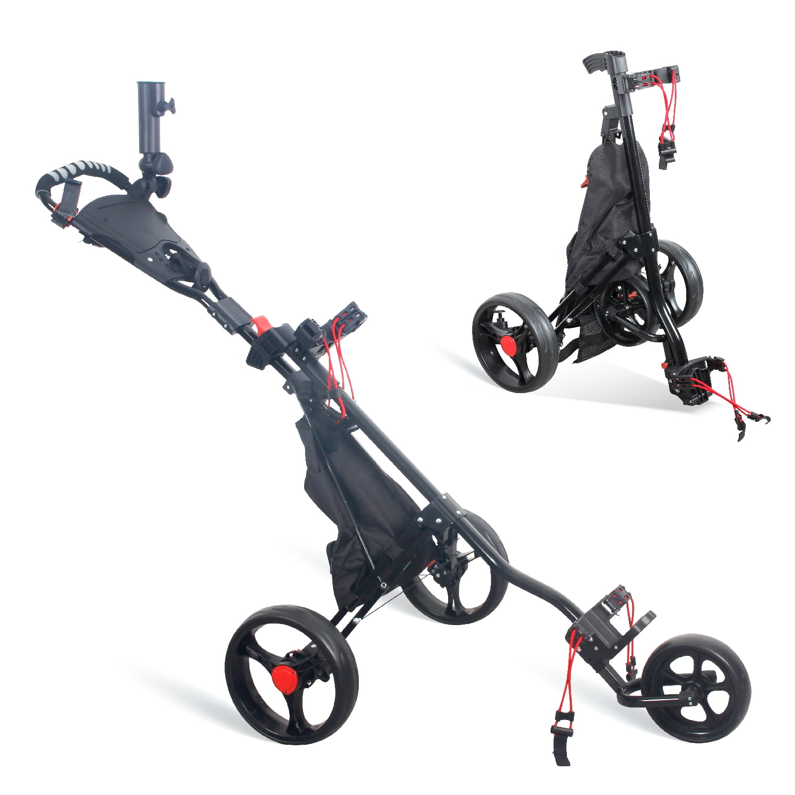 Foldable Golf Push Cart with 3 Wheels Lightweight Golf Pull Cart with ...