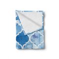 thumbnail image 2 of Watercolor Soft Flannel Fleece Throw Blanket, Abstract Moroccan Trellis Geometric Pattern Curves Persian Mosaic Design, Cozy Plush for Indoor and Outdoor Use, 50" x 70", Blue Baby Blue, by Ambesonne, 2 of 6