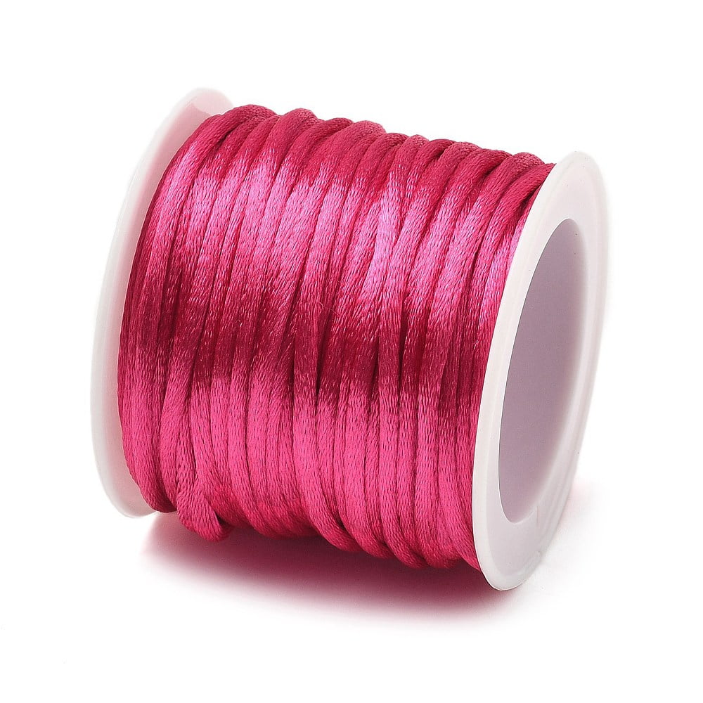 Macrame Rattail Chinese Knot Making Cords Round Nylon String Threads Satin Cord Magenta 2mm 10.93 yards(10m)/roll