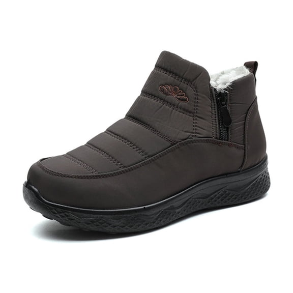 Atkumj Winter Snow Boots for Women Soft Fleece Lined Ankle Snow Boots Womens Solid Color Round Toe Flat Warm Boots for Daily Wear 35