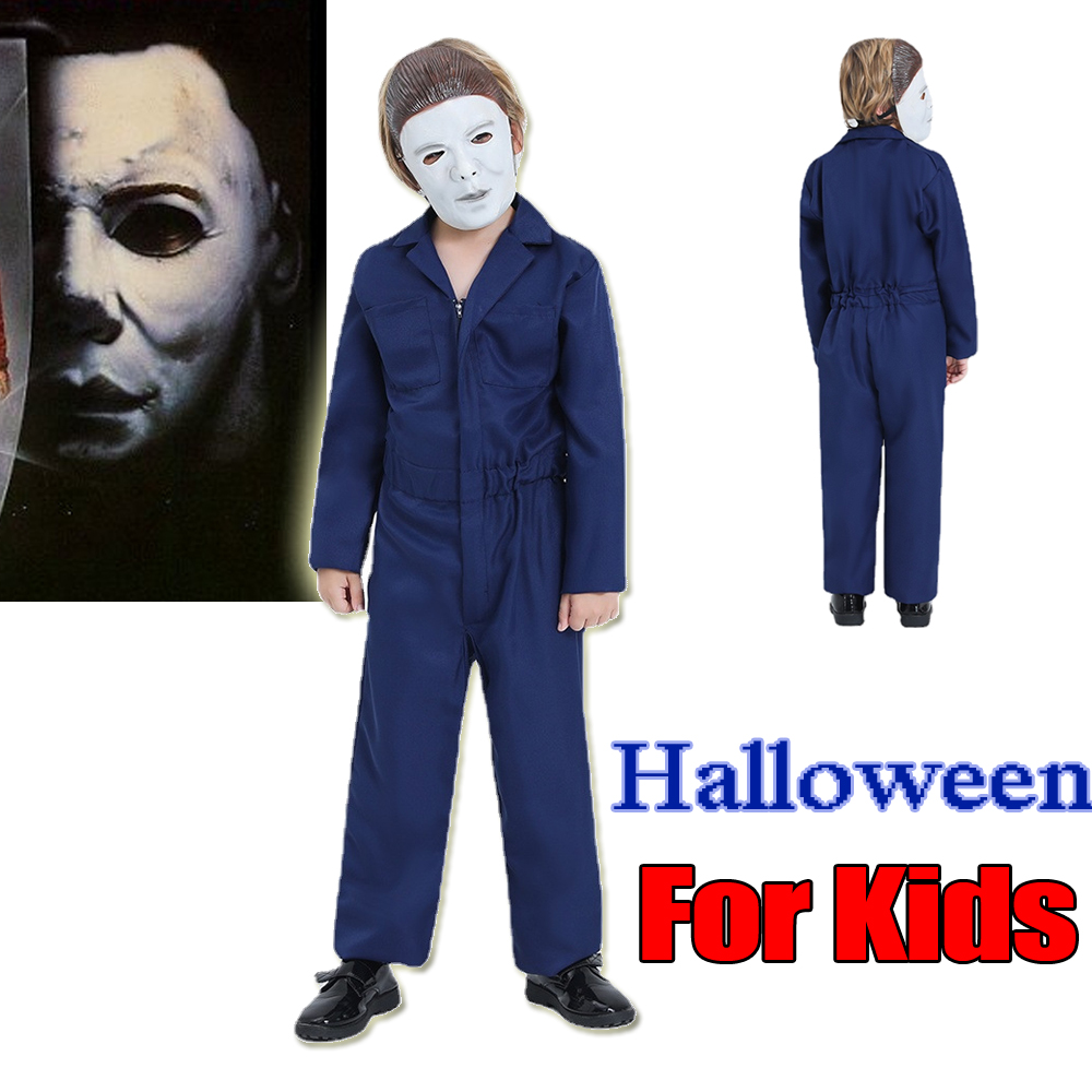 Michael Myers Cosplay Costume Horror Blue Work Clothes Comfort