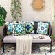 thumbnail image 1 of Juego de 4 fundas de almohada impermeables para exteriores de 18 x 18 pulgadas, fundas florales decorativas bohemias para muebles de patio y porche (18 x 18 pulgadas/45 x 45 cm, azul y verde), 1 of 5
