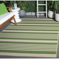 thumbnail image 2 of Safavieh Courtyard Caroline Striped Indoor/Outdoor Area Rug, Green/Beige, 5'3" x 5'3" Square, 2 of 17
