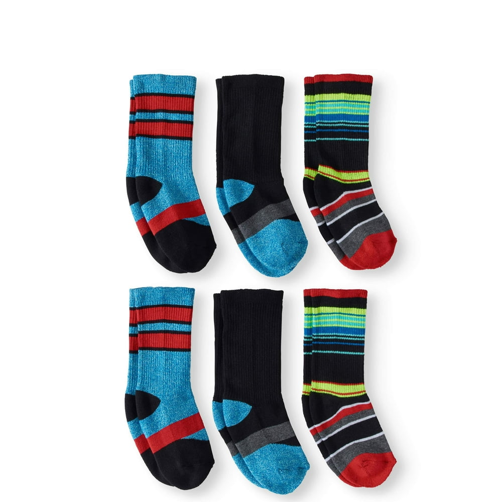Athletic Works Crew Socks, 6 Pairs (Little Boys & Big Boys) Walmart