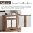 thumbnail image 4 of GZXS 34.65" Vintage Accent Cabinet with 2 Carved Floral Doors, 1 Drawer & Adjustable Shelf, Rustic Distressed Wood Storage Sideboard for Living Room and Bedroom, Antique Brown+White, 4 of 7