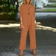thumbnail image 2 of Women's Lounge Sets 3 Piece Tank Top with 3/4 Sleeve Cardigan Casual Outfits Baggy Wide Leg Pants Sweatsuit Earthy Yellow XXL, 2 of 5