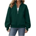 thumbnail image 7 of Dgankt Women's Half Zip Hooded Pullover Sweatshirt Long Sleeve Drop Shoulder with Side Pockets, 7 of 7