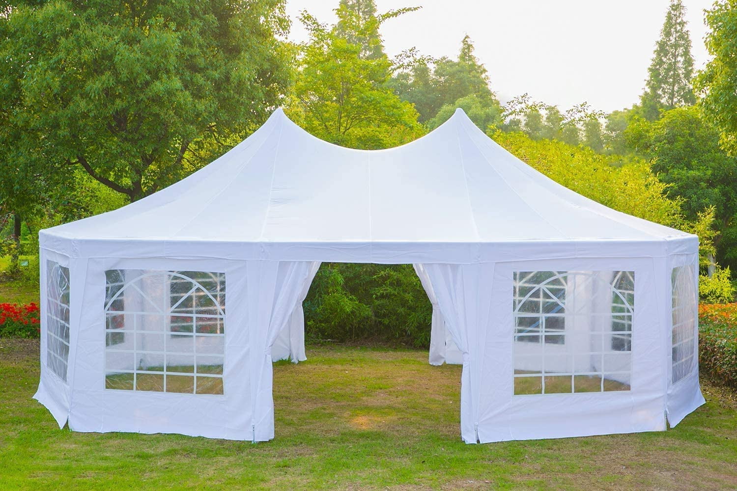 Garden Gazebo Pavilion Canopy Marquee Party Reception Tent Brown 10'x10'/10'x13'
