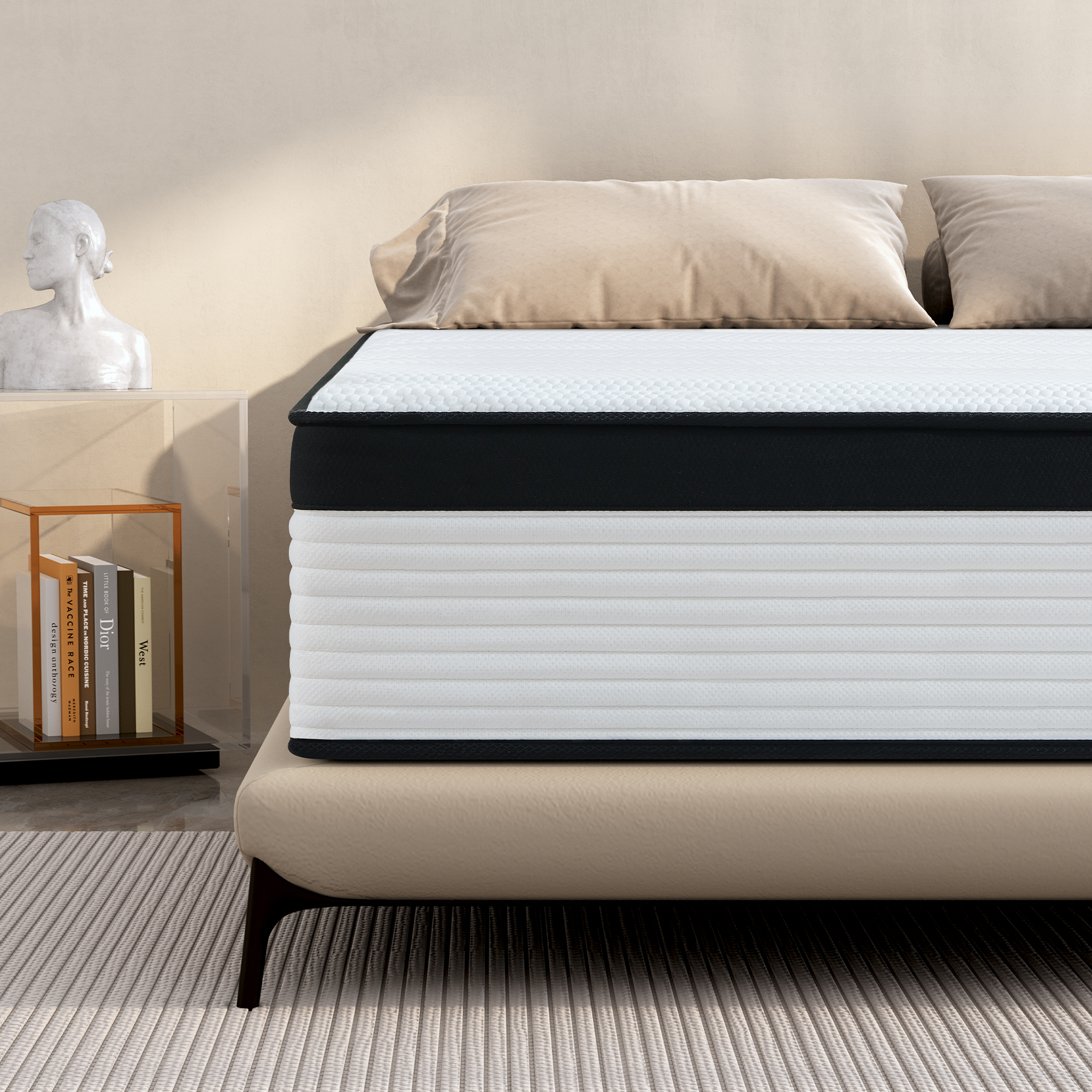 Queen Mattress, JIAVA 12" Plush Hybrid Innerspring and Memory Foam Mattress with Pressure Relief for Adult