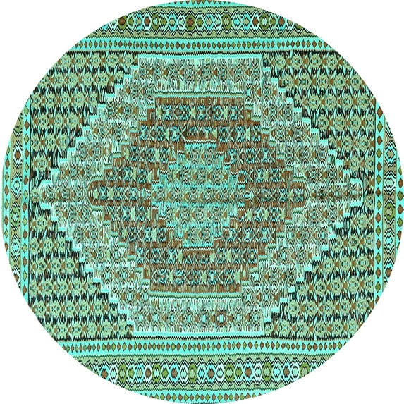 Ahgly Company Indoor Round Persian Turquoise Blue Traditional Area Rugs, 6' Round
