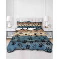 thumbnail image 3 of Quilts King Size, Navy Blue Paws Soft Comforter Bedding Set for Bed, Farmhouse Vintage Modern Blue Brown Wood Lightweight Quilted Bedspread with Pillow Cover(2 Pieces) for All Season, 96x106 Inch, 3 of 6