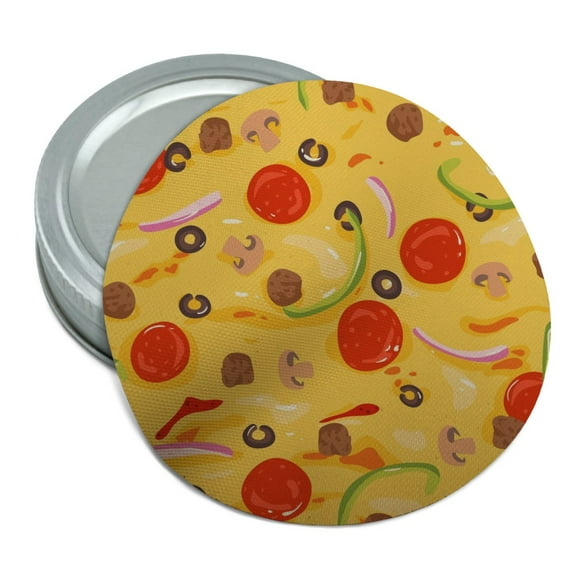 Combination Pizza Pattern With Pepperoni Olives and Onions Round Rubber Non-Slip Jar Gripper Lid Opener