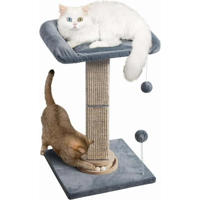 Cat Scratching Post es Small Cat Tree Tower with Two Cat Hammock Double Cat Hammock with Cat Toy Wooden Interactive Cat Condo for Kitten and Adults Cat