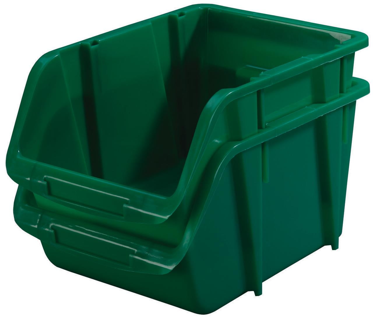 Stack-On BIN-1510 Medium Storage Bin, 6.25 in L X 9.38 in W X 5 in H Outside, Co-Polymer, Green
