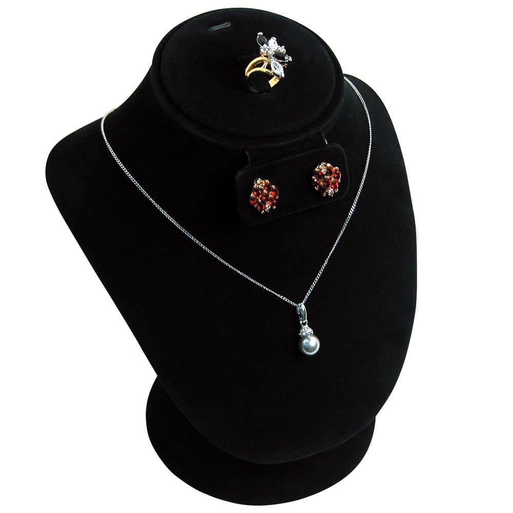 Jewelry Show Display Necklace Stand Holder Black Velvet/Damask 9" Neckform Bust 