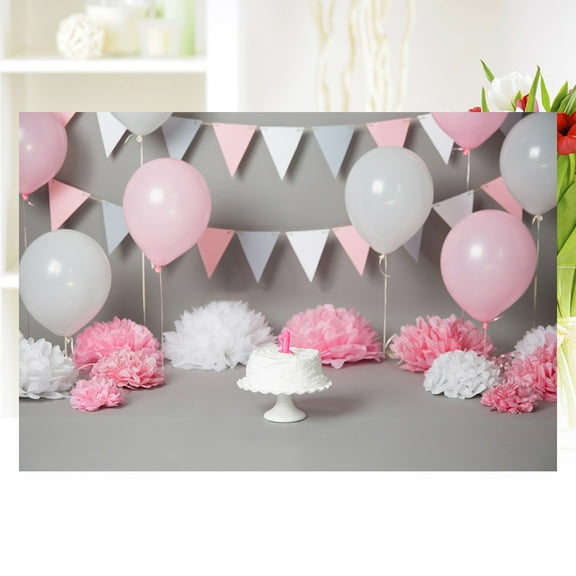 WHAMVOX 1st Birthday Photo Background 3D Cartoon Balloon Garland Backdrop Wall Props 1768