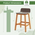 thumbnail image 3 of Gymax Solid Acacia Wood Bar Stools Set of 4 Rattan Bar Height Patio Chairs for Porch, 3 of 10