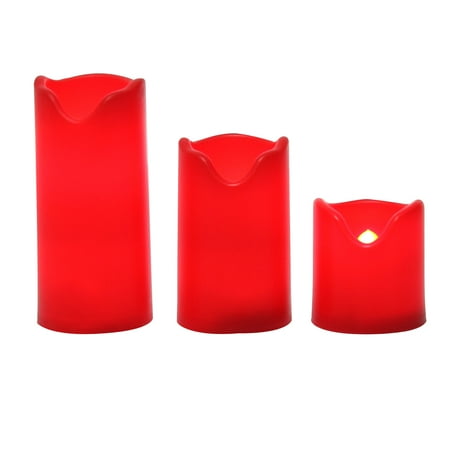 Blue Led Candles Candle Choice Flameless LED Battery Operated Pillar Candles with Timer 3-Pack Long Lasting ()