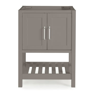 Alaterre Furniture 24in Wood Bathroom Vanity with Soft-Close Doors, Gray