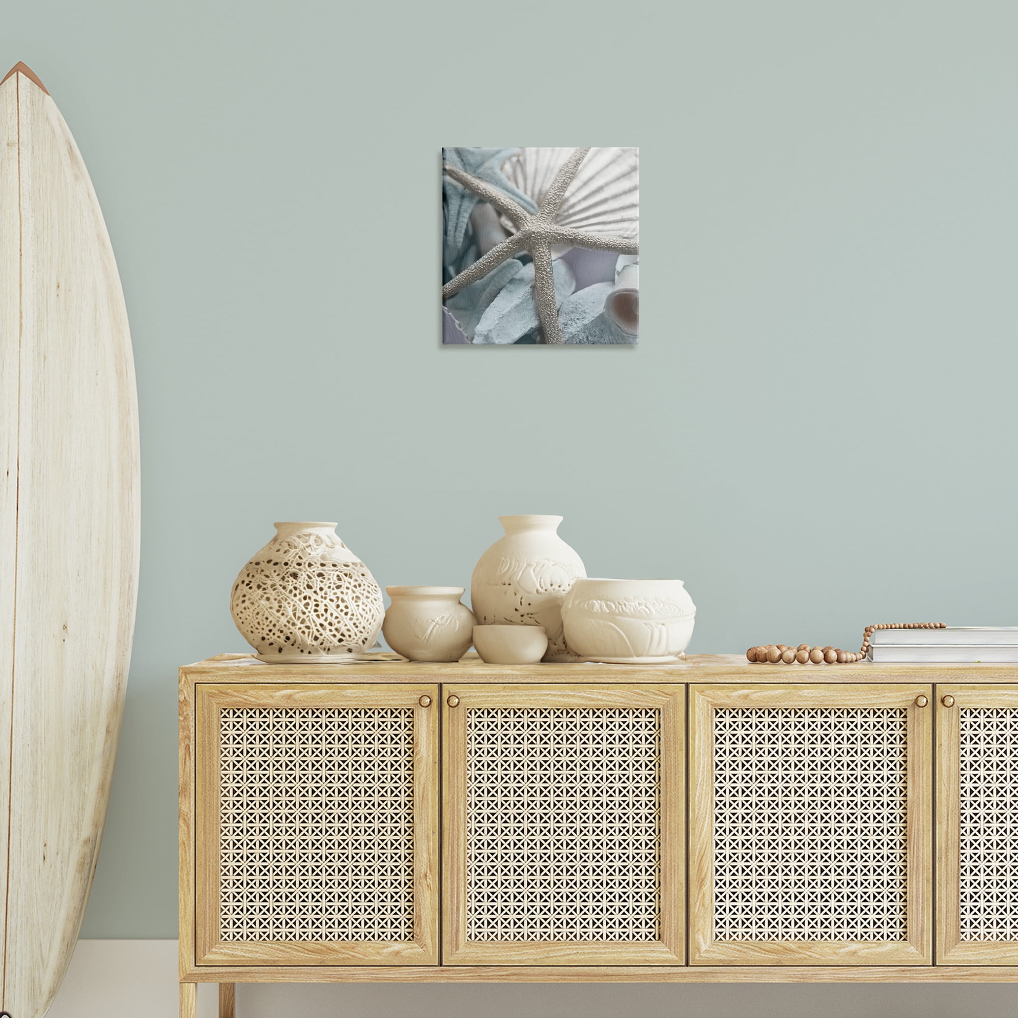 Stupell Industries Seashells & Starfish Nautical & Beach Photography Wrapped Canvas Art Print Wall Art, 17 x 17