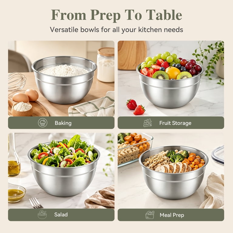 TINANA 5-Piece Stainless Steel Nesting Mixing Bowl Set photo 6