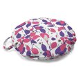 thumbnail image 1 of Animals Round Floor Cushion with Handle, Summer Theme Colorful Design Birds and FlowersLove Energy, Decorative Pillow for Living Room & Dorms, 18" Round, Pink and Blue Violet, by Ambesonne, 1 of 4