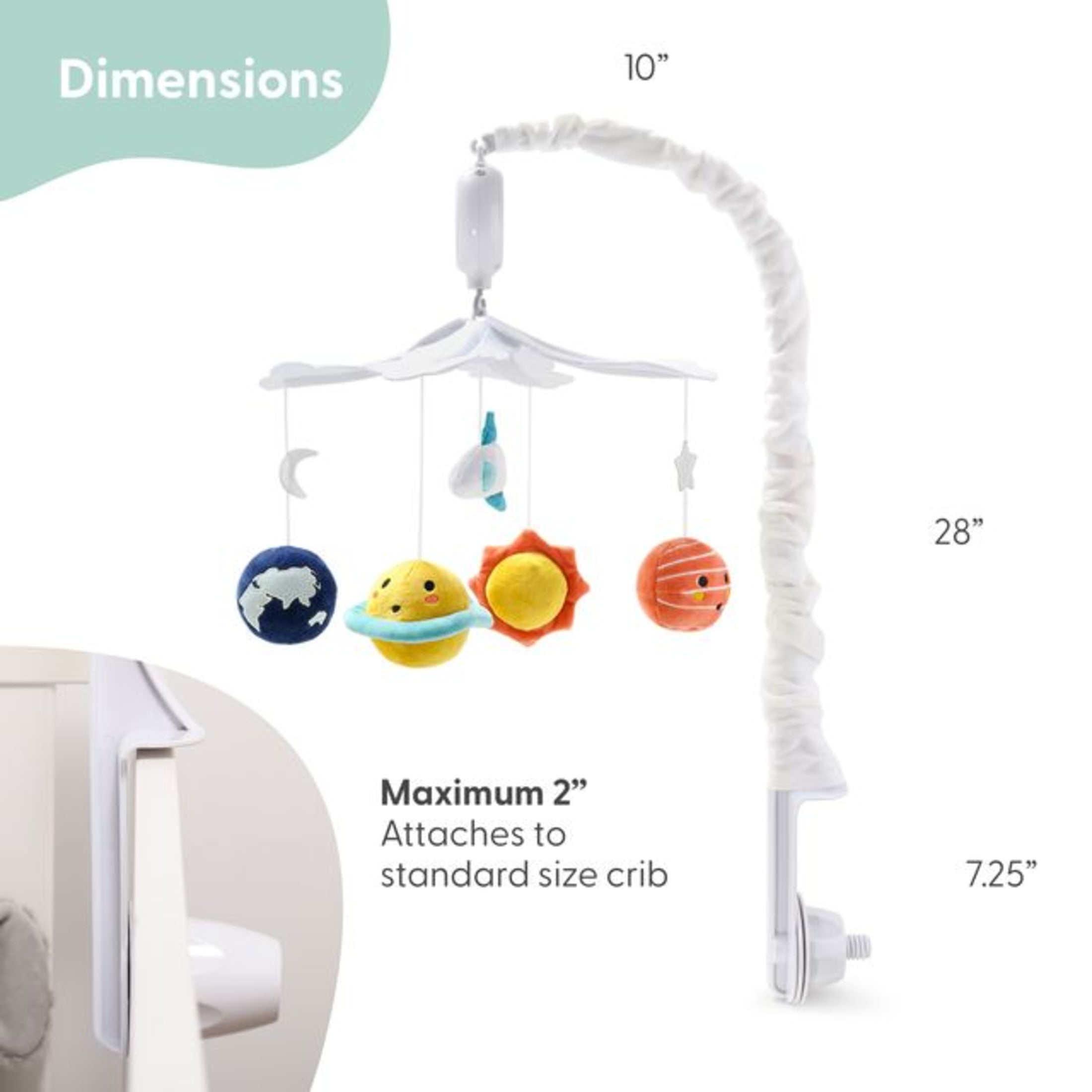 The Peanutshell Spectacular Space Baby Musical Crib Mobile, 12 Lullabies