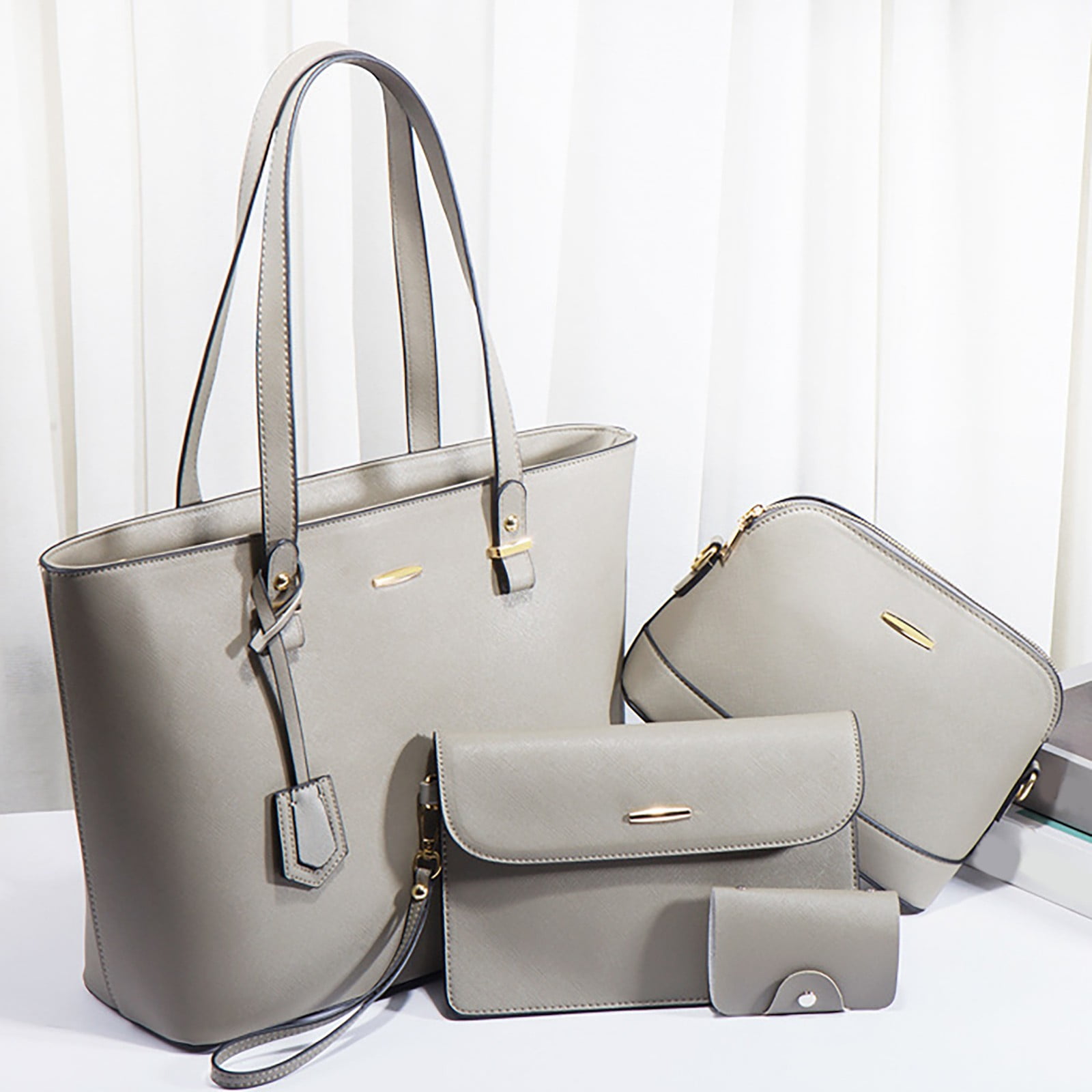 Women Trendy Retro Large Capacity Tote And Messenger Bag And Clutch And Wallet Fashionable Four Piece Set