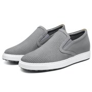 CMR CHAMARIPA Gray Nubuck Elevator Shoes For Men - Mens Casual Slip-On Shoes To Look Taller 6 CM / 2.36 Inches