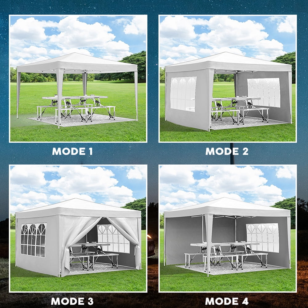 BaPiPro 10'x10' Pop up Canopy Tent, Folding Outdoor Gazebo Party Event Tent with 4 Removable Sidewalls, Portable Instant Shelter with Weight Bag & Carry Bag, White