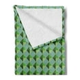 thumbnail image 2 of Abstract Green Soft Flannel Fleece Throw Blanket, Modernistic Geometric with Creative Monochrome Squares Triangles, Cozy Plush for Indoor and Outdoor Use, 60" x 80", Multicolor, by Ambesonne, 2 of 5