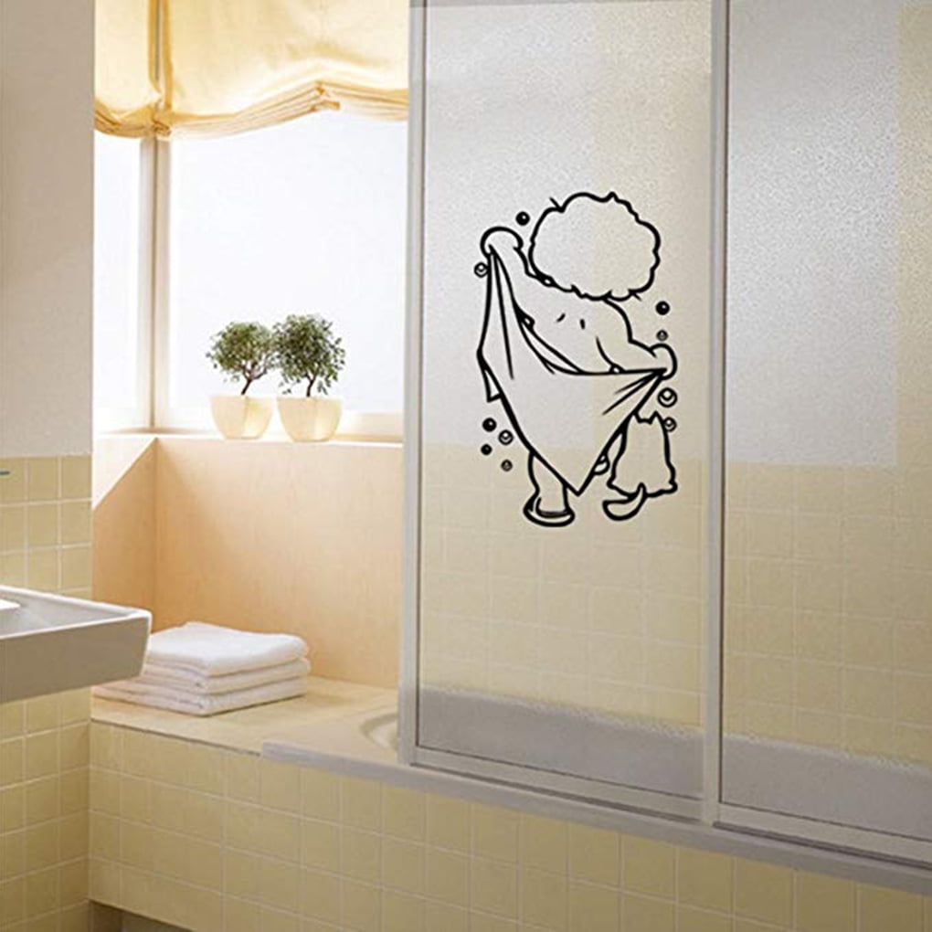 DALX Shower Removable Waterproof Home Room Decor Wall Stickers Toilet Door  DIY Funny Bathroom Glass Sticker 