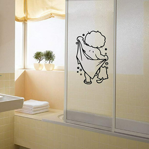 Joyfeel Shower Removable Pvc Waterproof Home Room Decor Wall Stickers Toilet Door Diy Funny Bathroom Glass Sticker Com - How To Decorate A Bathroom Window Silly