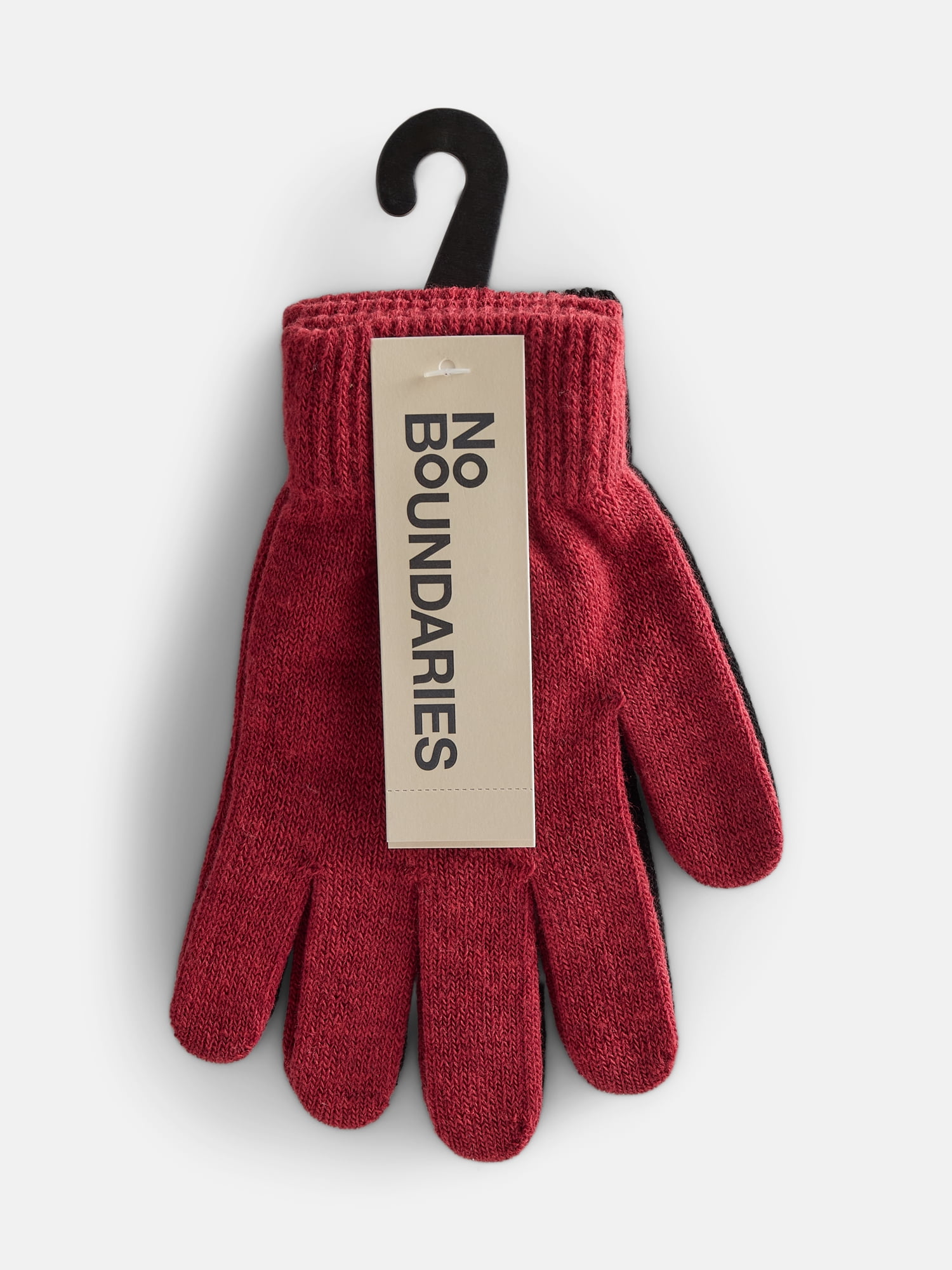 No Boundaries Women's Ribbed Knit Solid Gloves, 2 Pack
